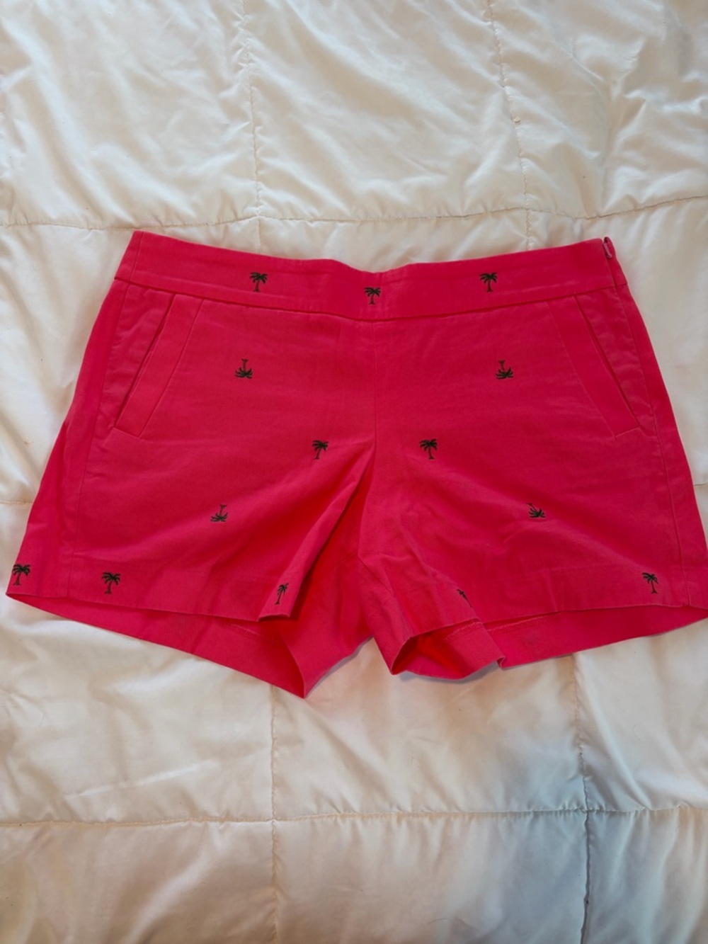 J. Crew Hot Pink Palm-Embroidered High Waist Shorts